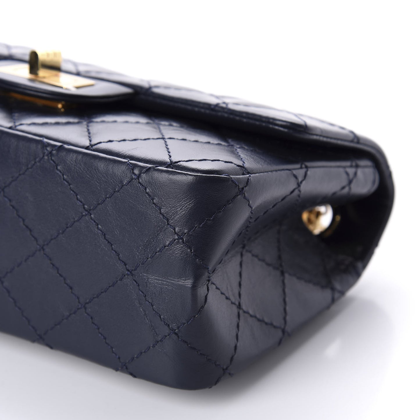 Aged Calfskin Quilted 2.55 Reissue Mini Flap Navy