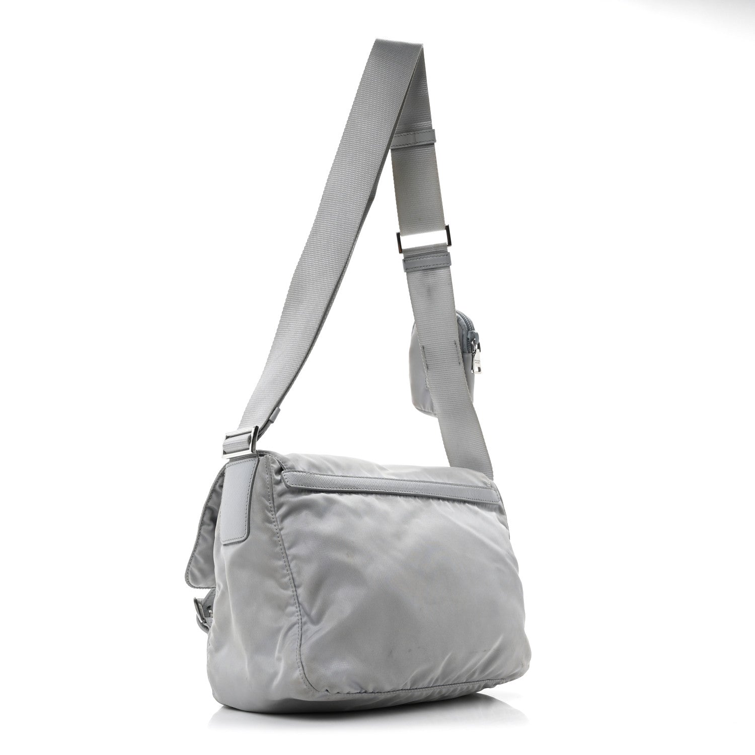 Prada Re-Nylon Vela Saffiano Pocket Double Buckle Messenger Shoulder Bag Fiordaliso 3 of 9
