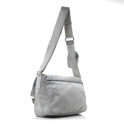 Prada Re-Nylon Vela Saffiano Pocket Double Buckle Messenger Shoulder Bag Fiordaliso 3 of 9