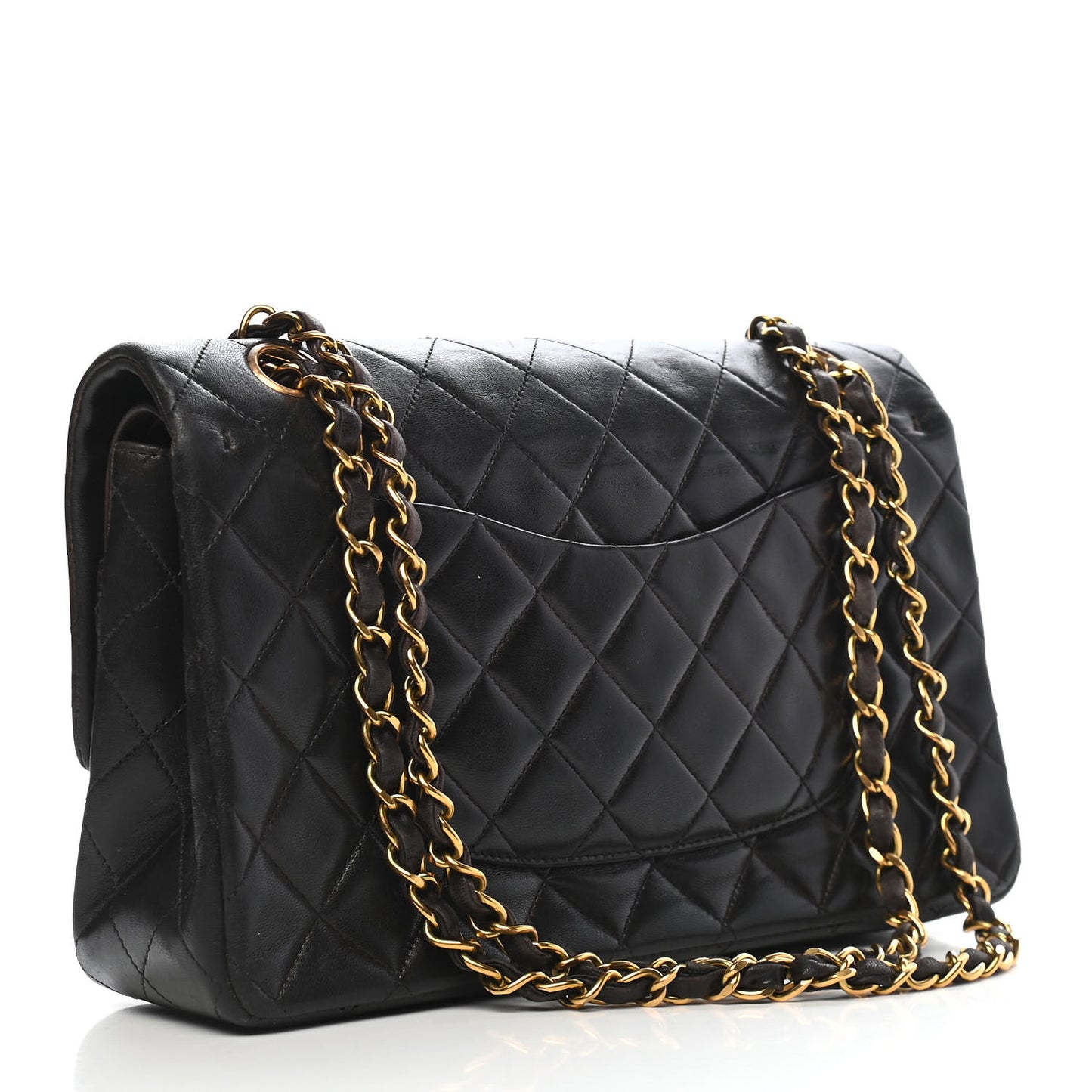 Lambskin Quilted Medium Double Flap Black