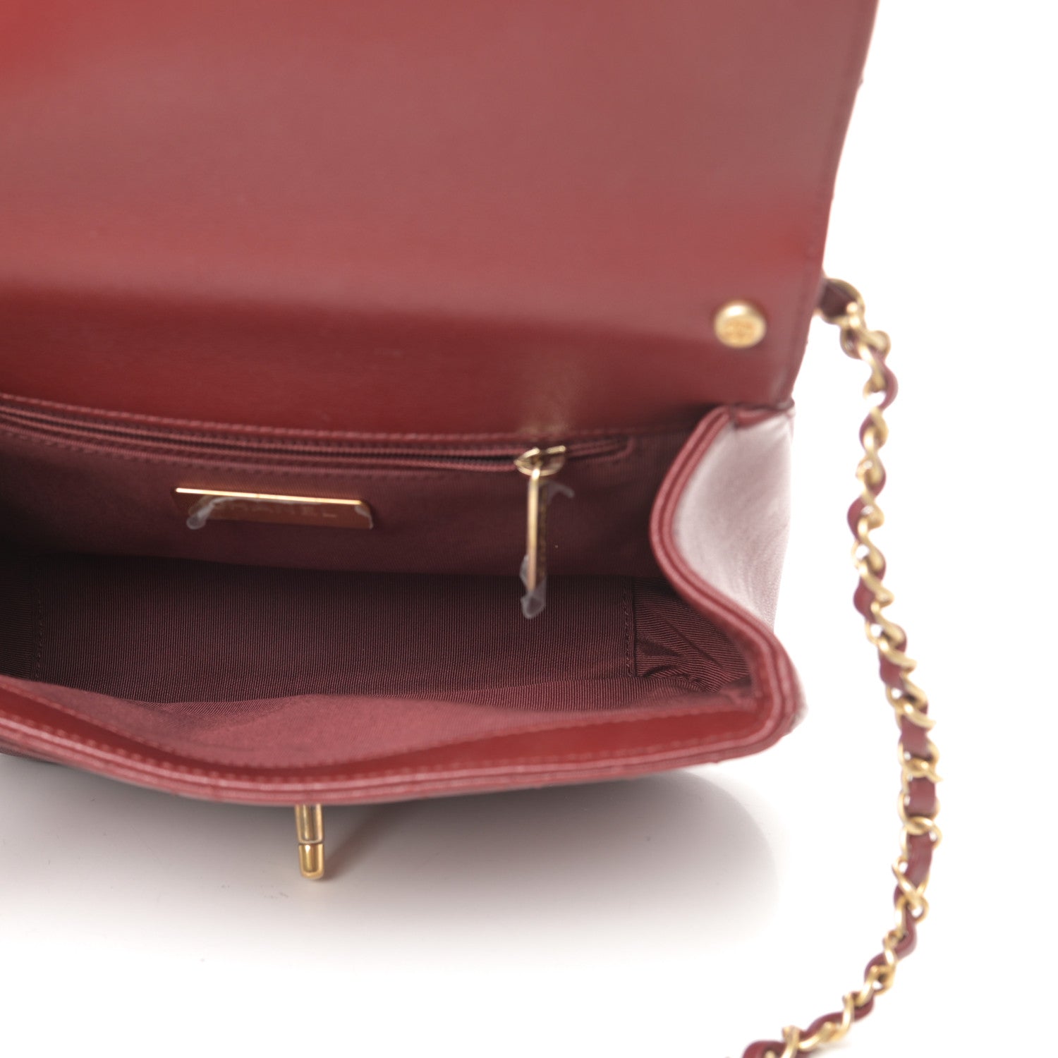 Chanel Lambskin Quilted Chain Infinity Top Handle Flap Burgundy 5 of 12