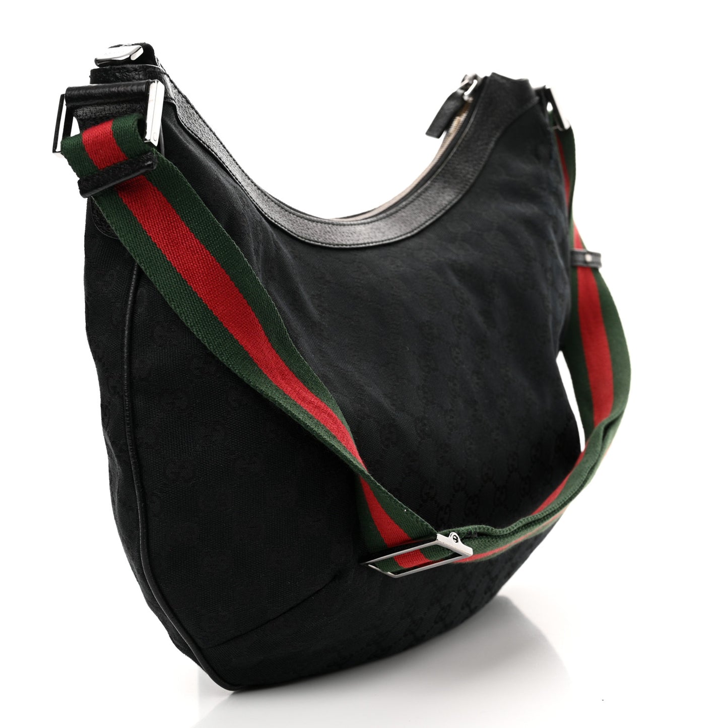 Monogram Web Medium Half Moon Hobo Black