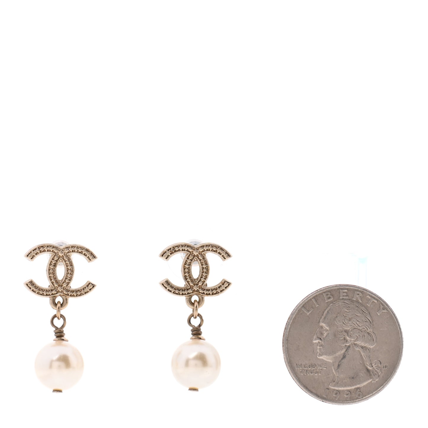 Pearl CC Drop Earrings Gold