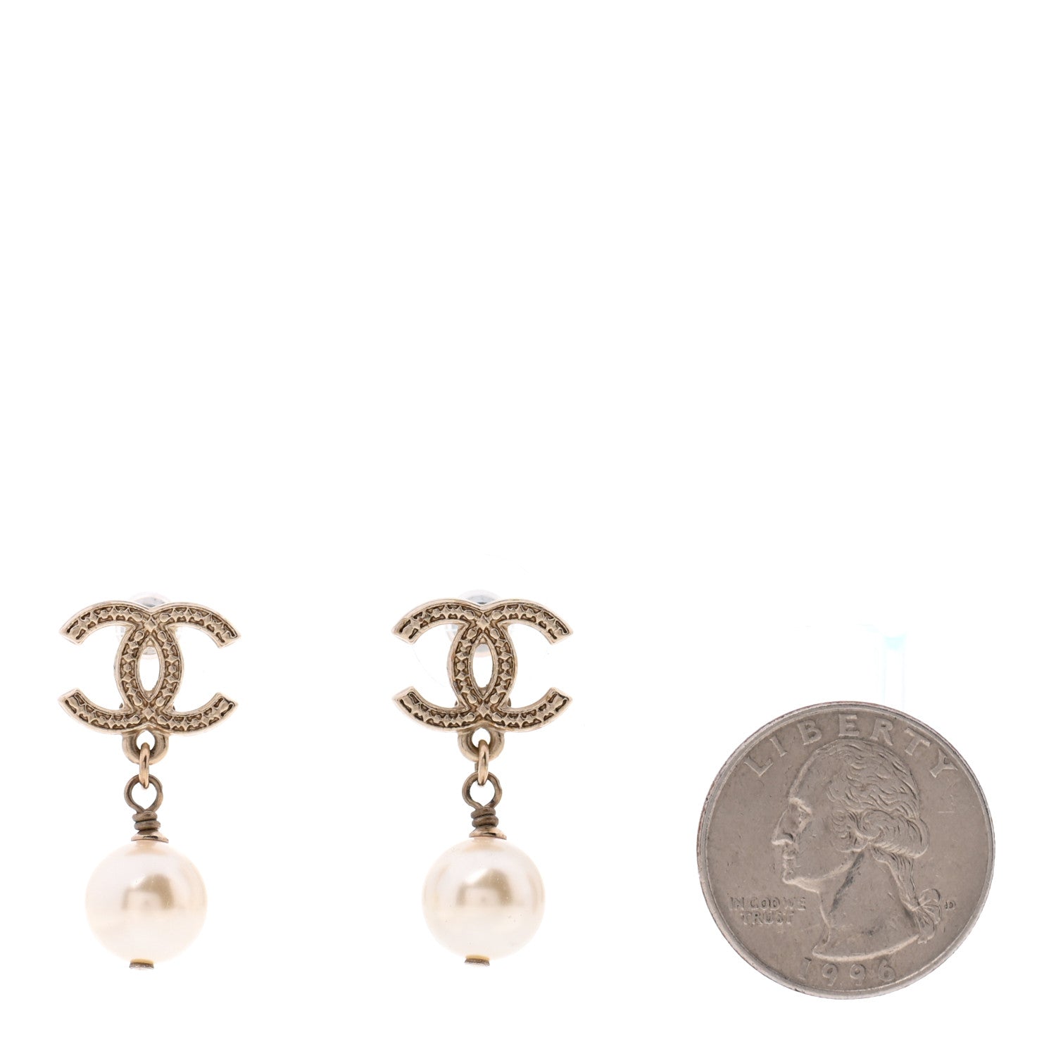 Chanel Pearl CC Drop Earrings Gold 2 of 5
