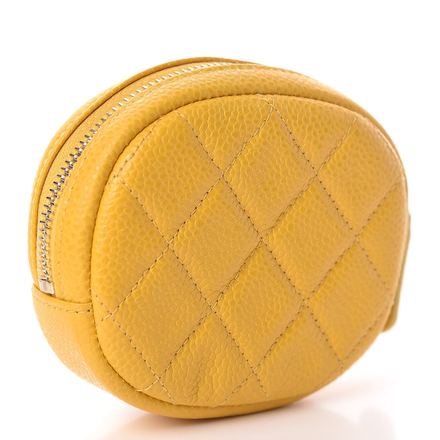 Chanel Caviar Quilted Zip Around Classic Coin Purse Yellow 3 of 8