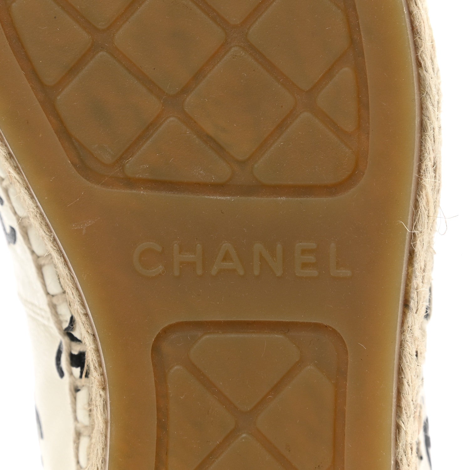 Chanel Lambskin Printed CC Espadrilles 35 White Black 6 of 10