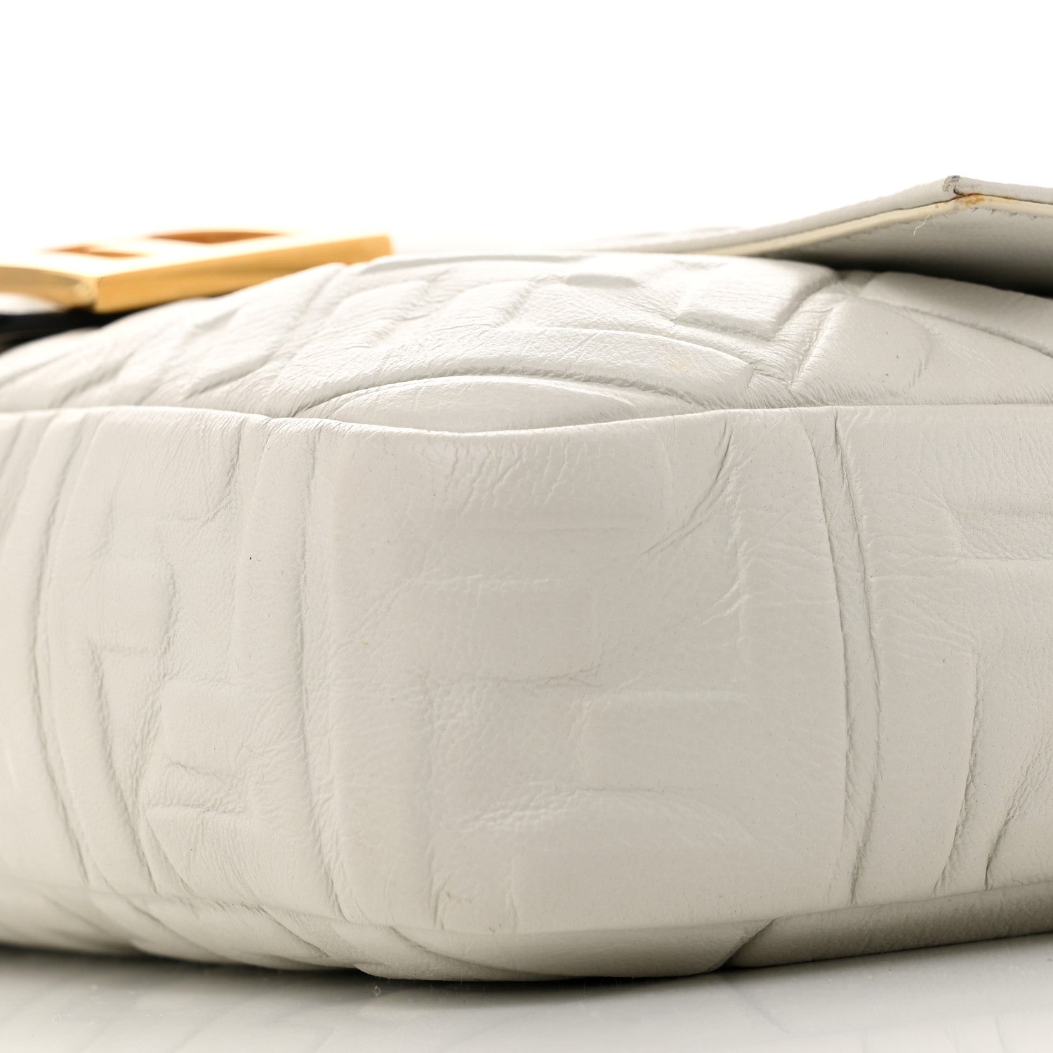 Fendi Nappa FF 1974 Embossed Large Baguette White 10 of 14