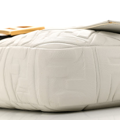 Fendi Nappa FF 1974 Embossed Large Baguette White 10 of 14
