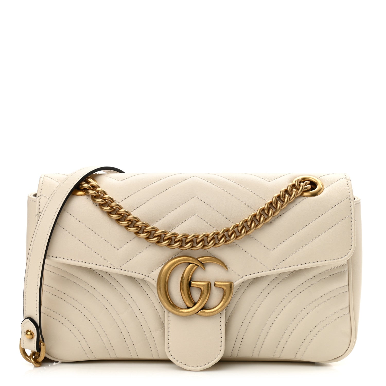 Gucci Calfskin Matelasse Small GG Marmont Shoulder Bag White 1 of 11