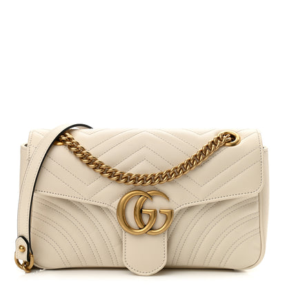 Gucci Calfskin Matelasse Small GG Marmont Shoulder Bag White 1 of 11
