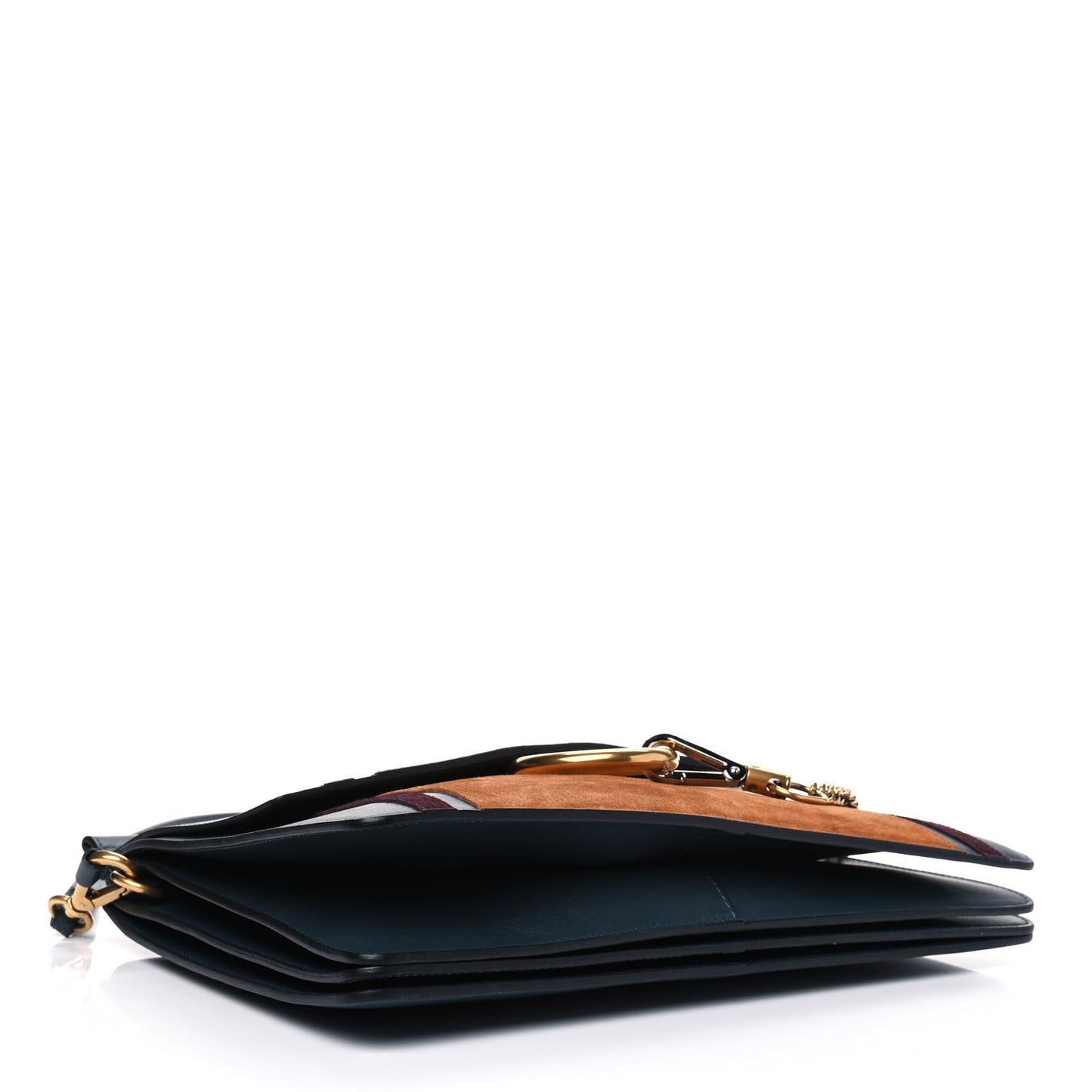 Calfskin Suede Patchwork Medium Faye Shoulder Bag Blue