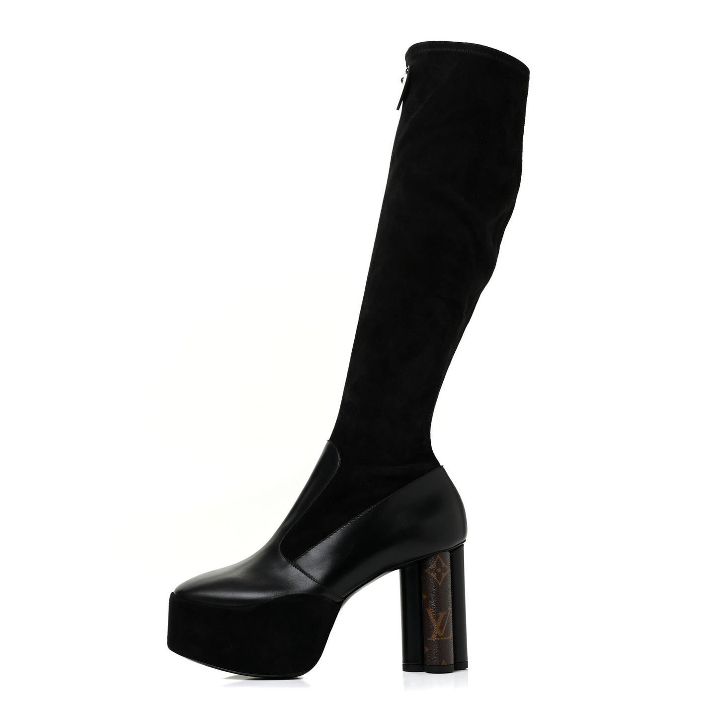 Suede Podium Platform High Boots 37 Black