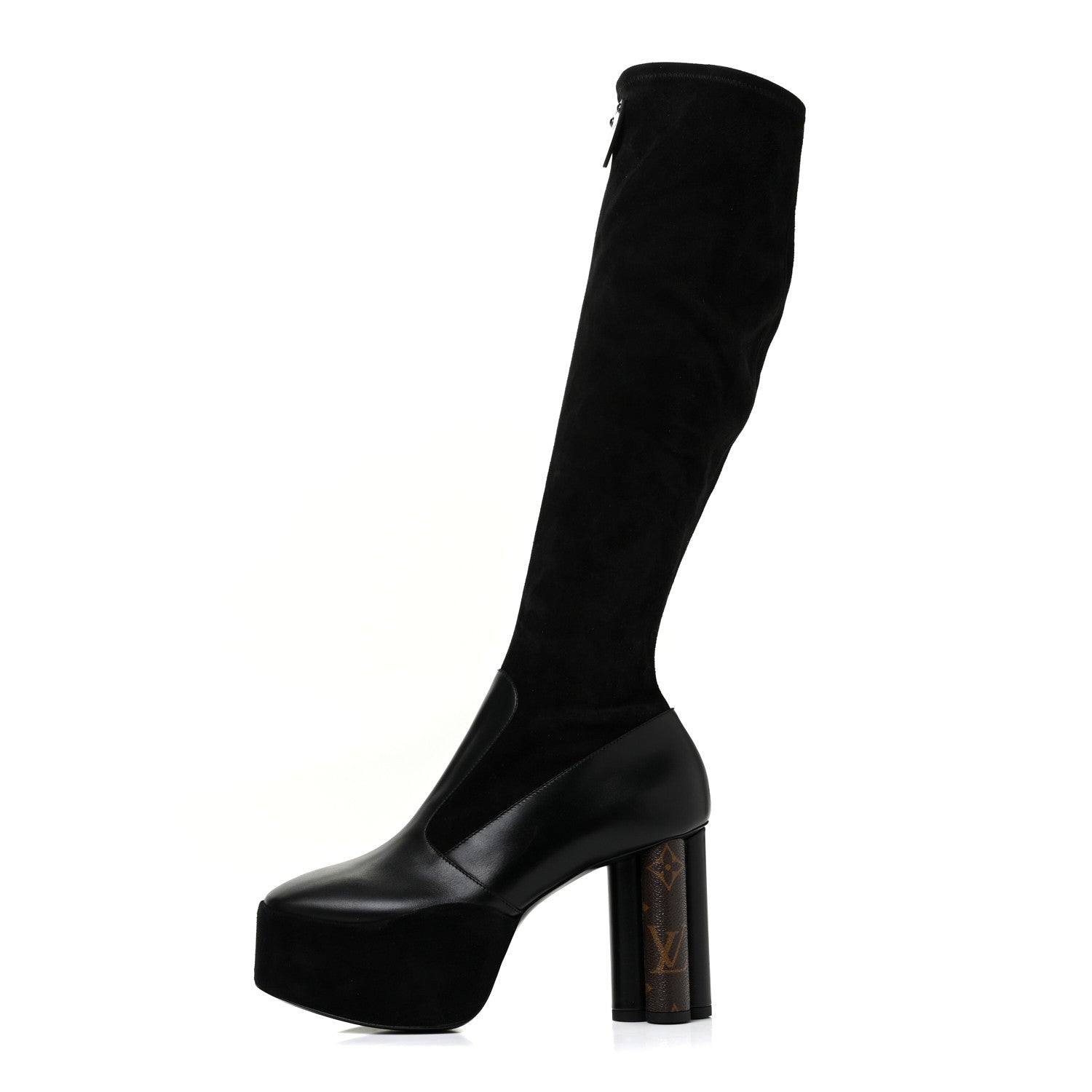 Louis Vuitton Suede Podium Platform High Boots 37 Black 1 of 16