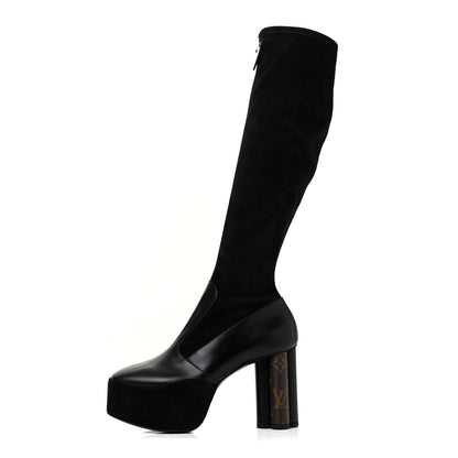 Louis Vuitton Suede Podium Platform High Boots 37 Black 1 of 16