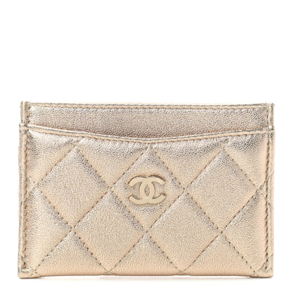 Chanel Metallic Lambskin Quilted CC Card Holder Gold 1 of 8