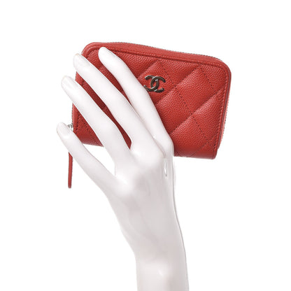 Chanel Caviar Quilted Zip Coin Purse Red 2 of 8