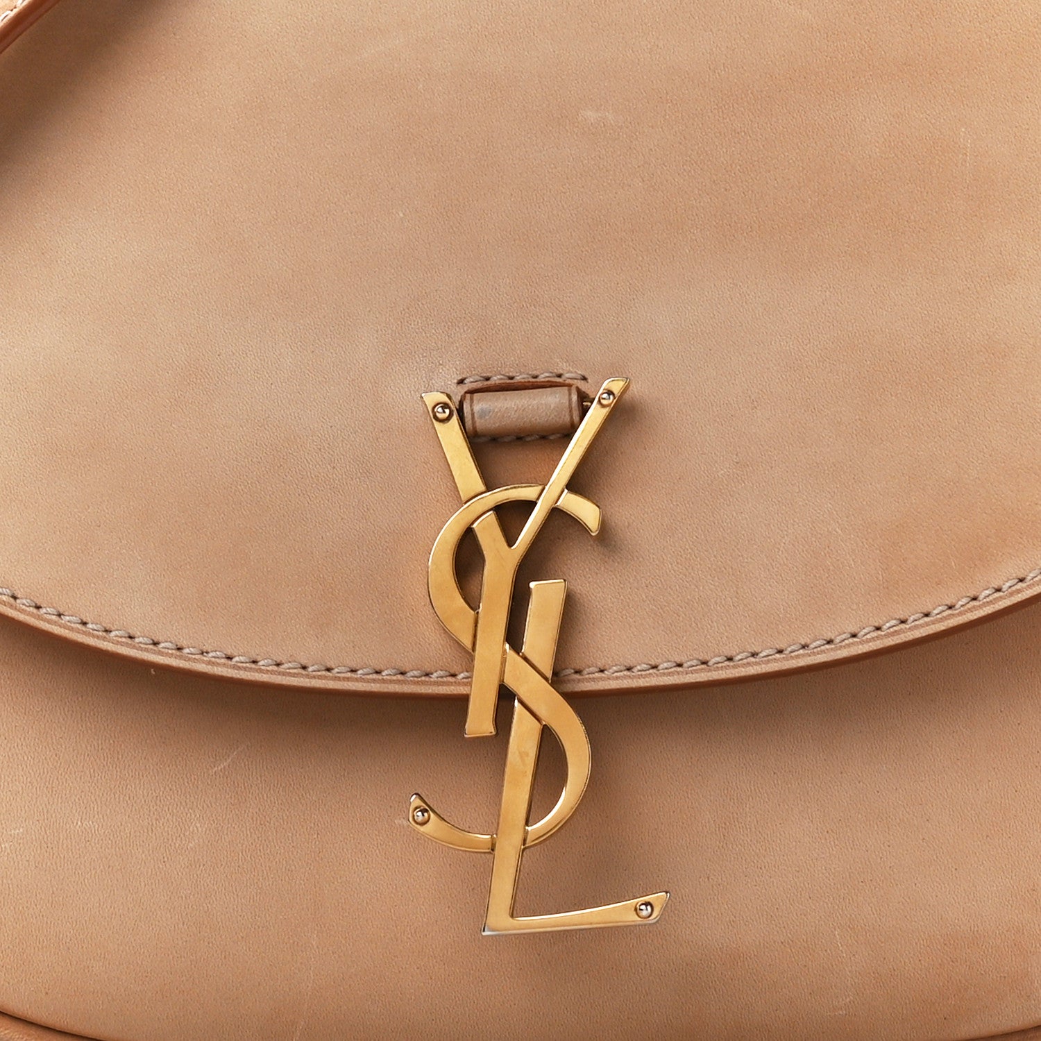 Saint Laurent Smooth Vintage Calfskin Monogram Medium Kaia Satchel Gold 10 of 13