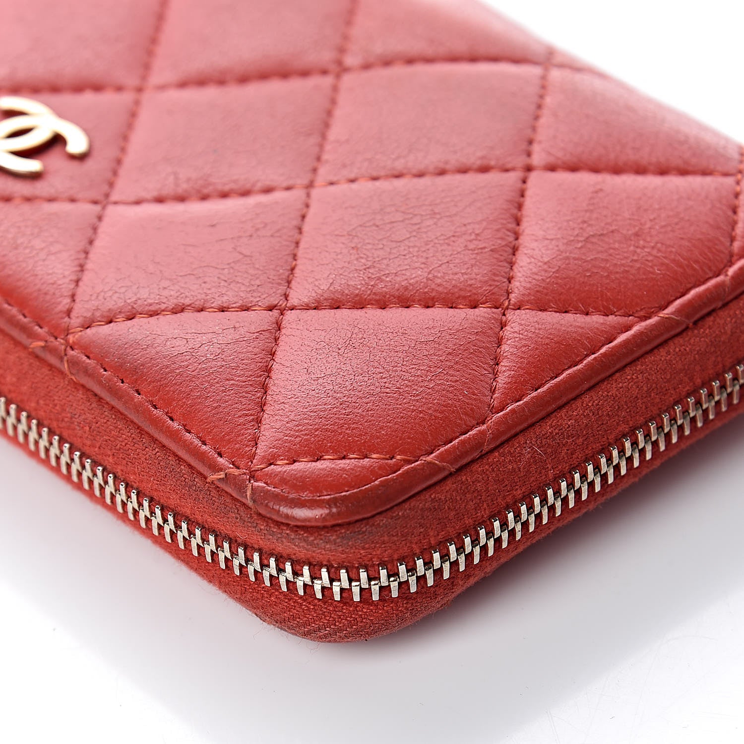 Chanel Lambskin Quilted Small Zip Around Wallet Red 13 of 13