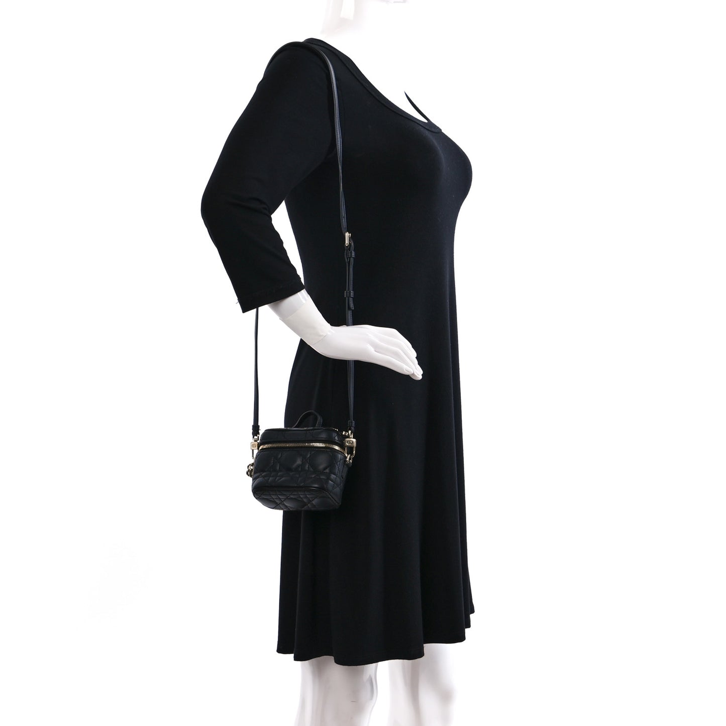 Lambskin Cannage Micro Lady Dior Vanity Case Black