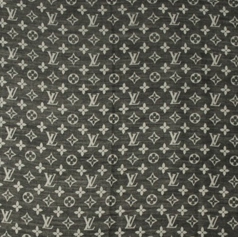 Wool Silk Monogram Denim Shawl Black
