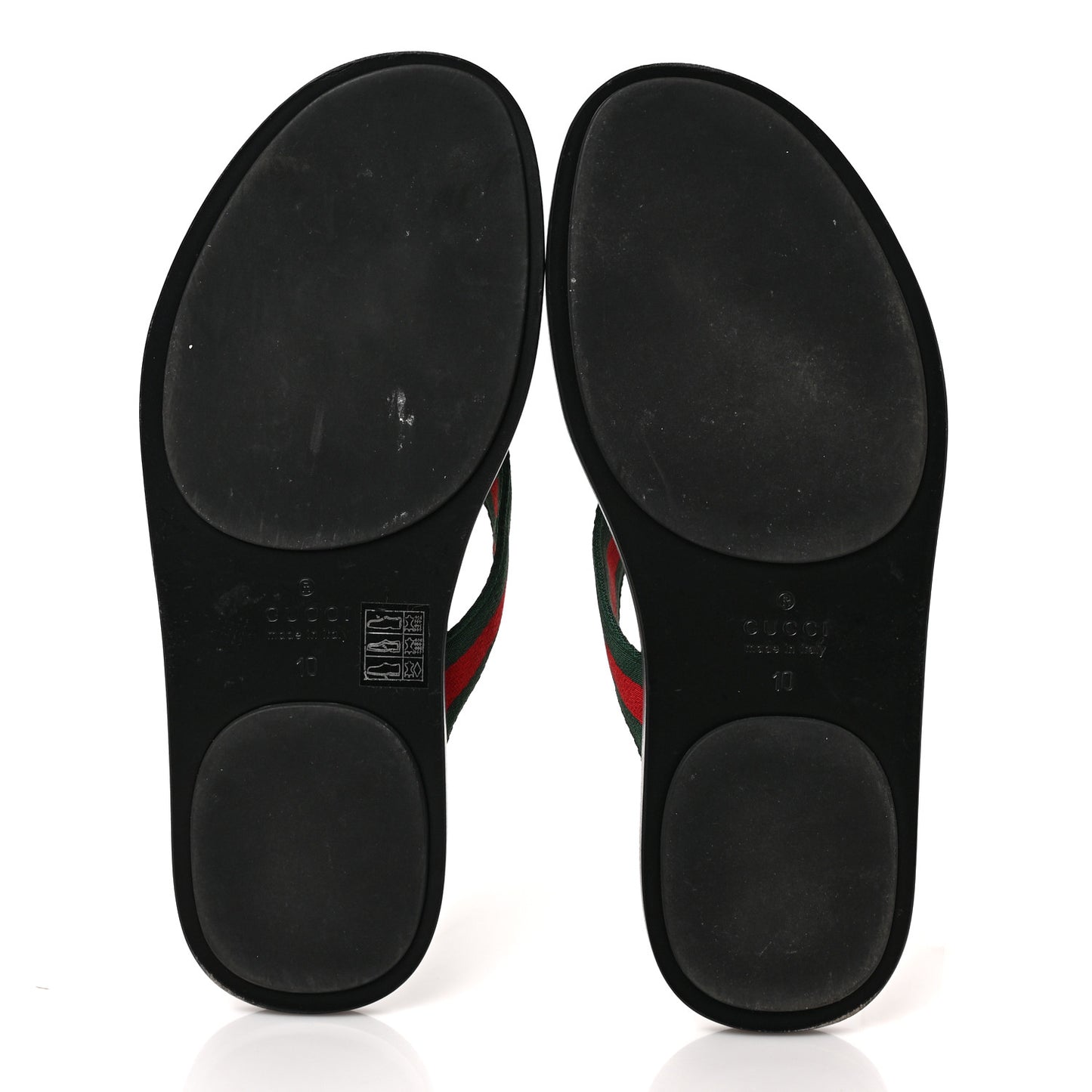 Nylon Calfskin Web Mens GG Thong Sandals 10 Green Red Black