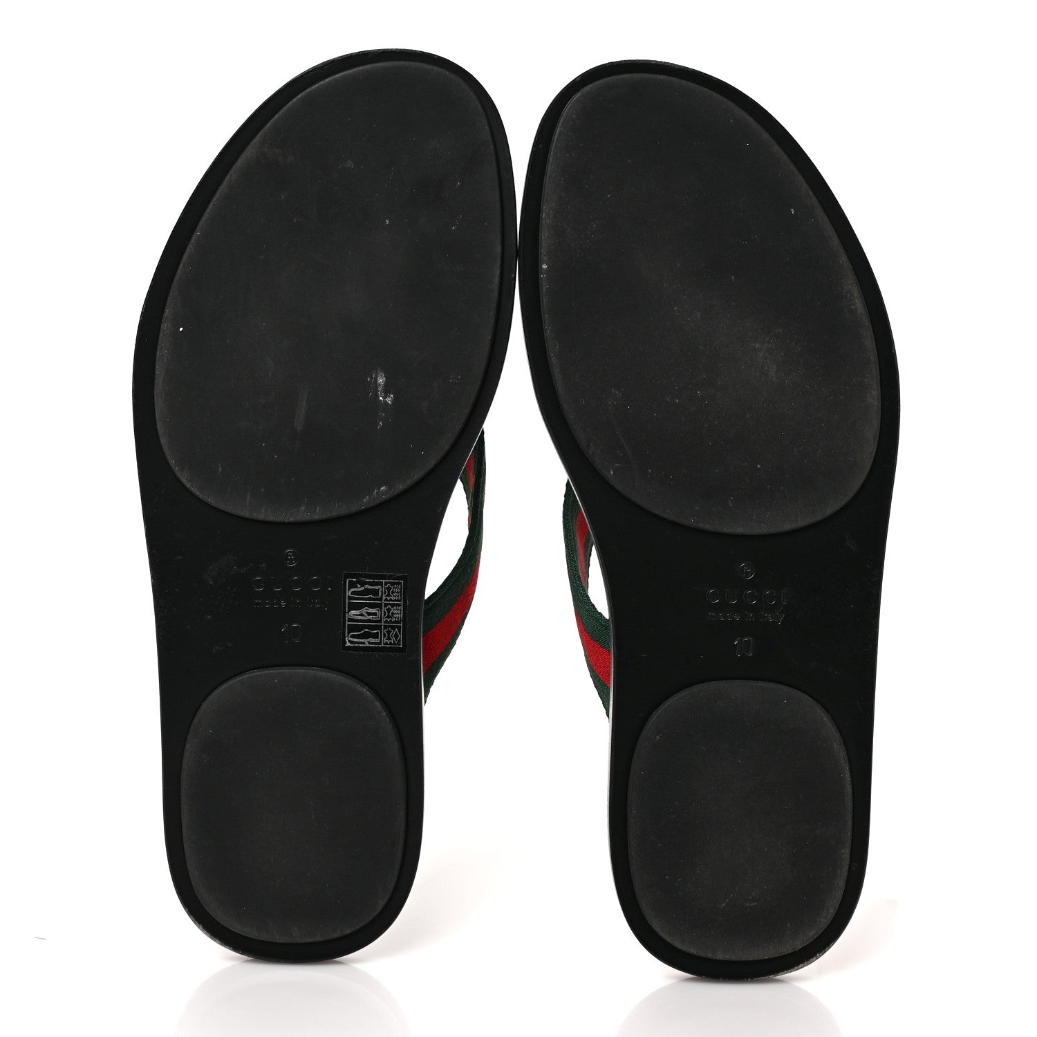 Gucci Nylon Calfskin Web Mens GG Thong Sandals 10 Green Red Black 5 of 8