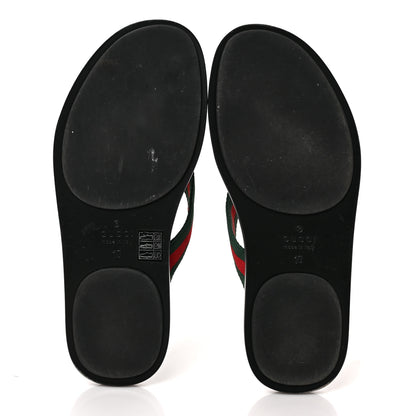 Gucci Nylon Calfskin Web Mens GG Thong Sandals 10 Green Red Black 5 of 8