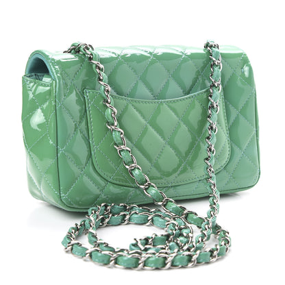 Chanel Patent Calfskin Quilted Mini Rectangular Flap Green 3 of 12
