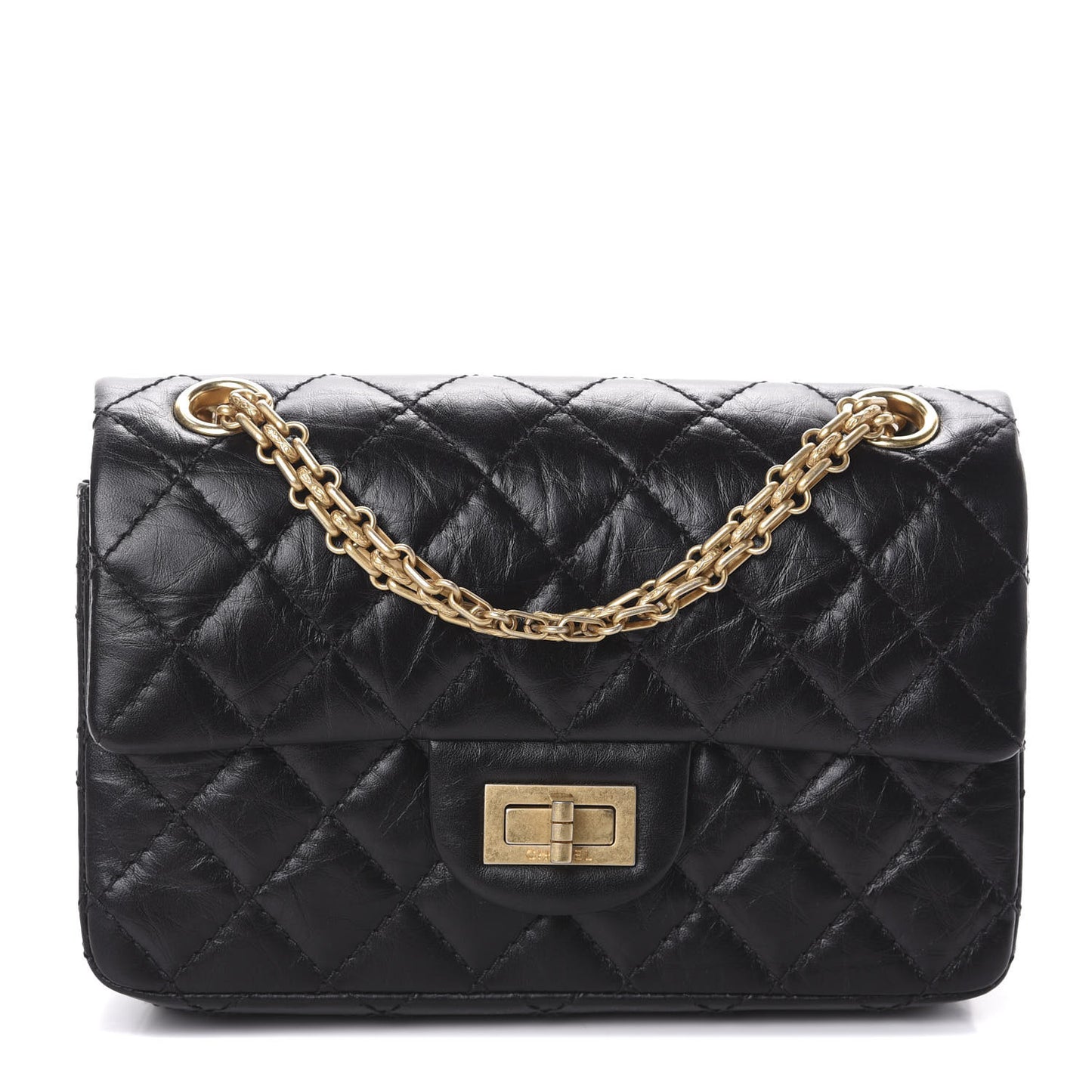 Aged Calfskin Quilted 2.55 Reissue Mini Flap Black