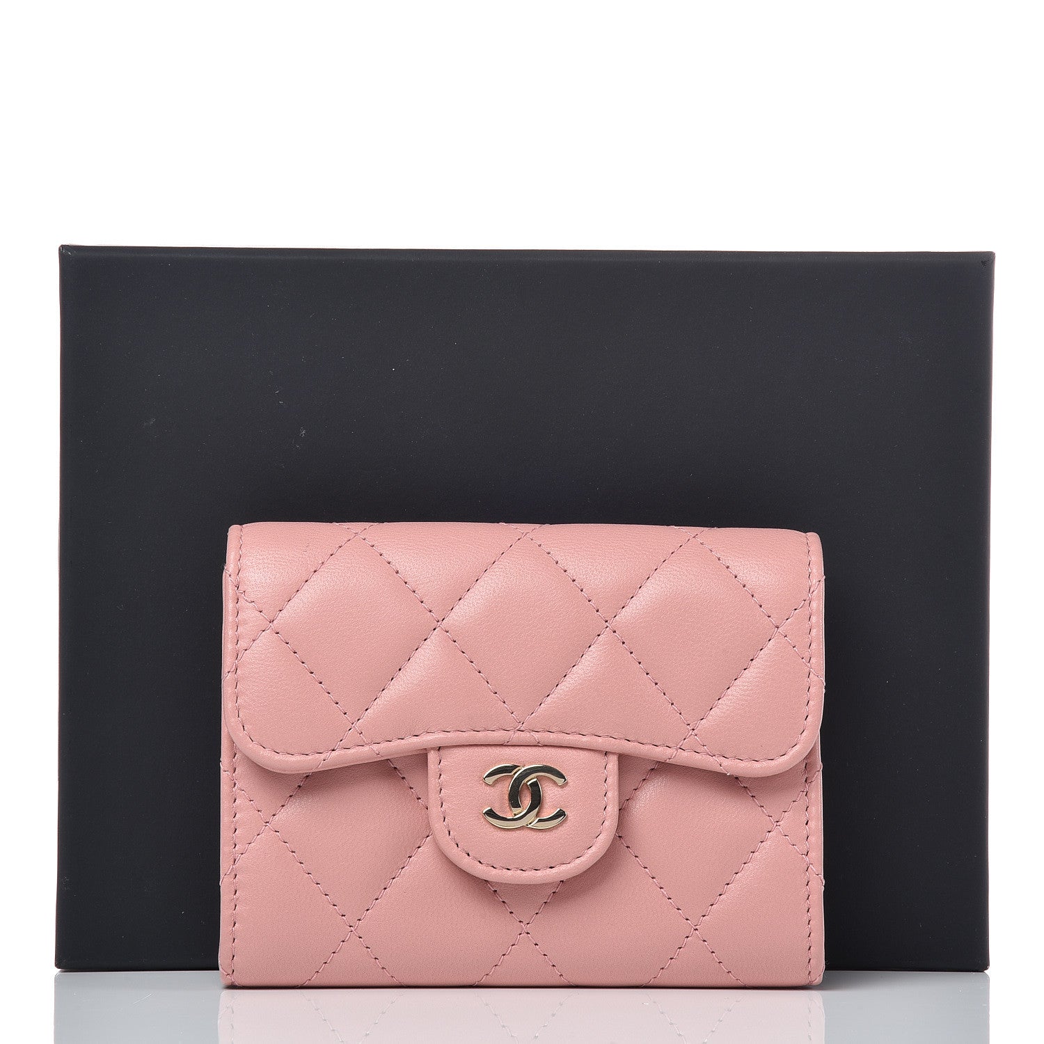 Chanel Lambskin Quilted Flap Card Holder Pink 15 of 15