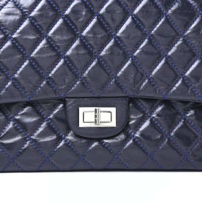 Chanel Glazed Calfskin Quilted Surpique 2.55 Reissue Flap Navy 16 of 18