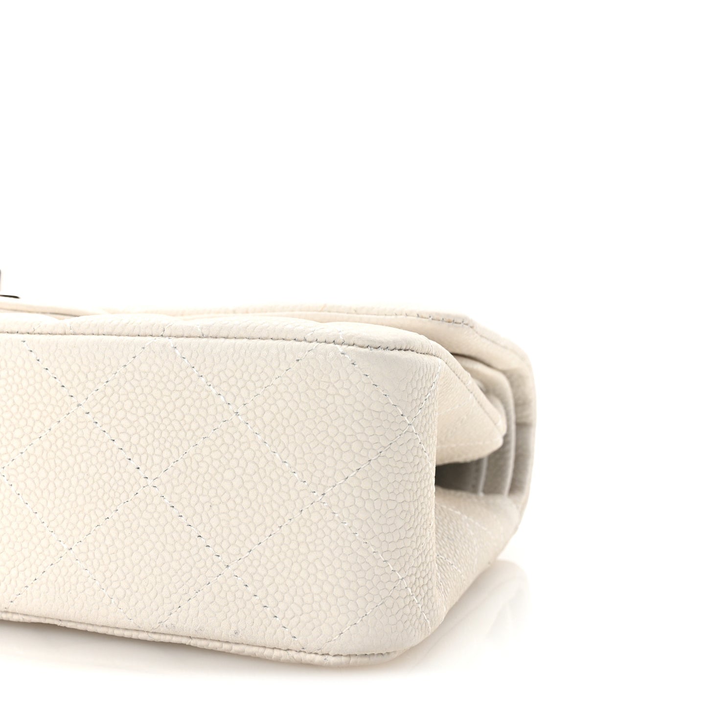 Iridescent Caviar Quilted Medium Double Flap Off White