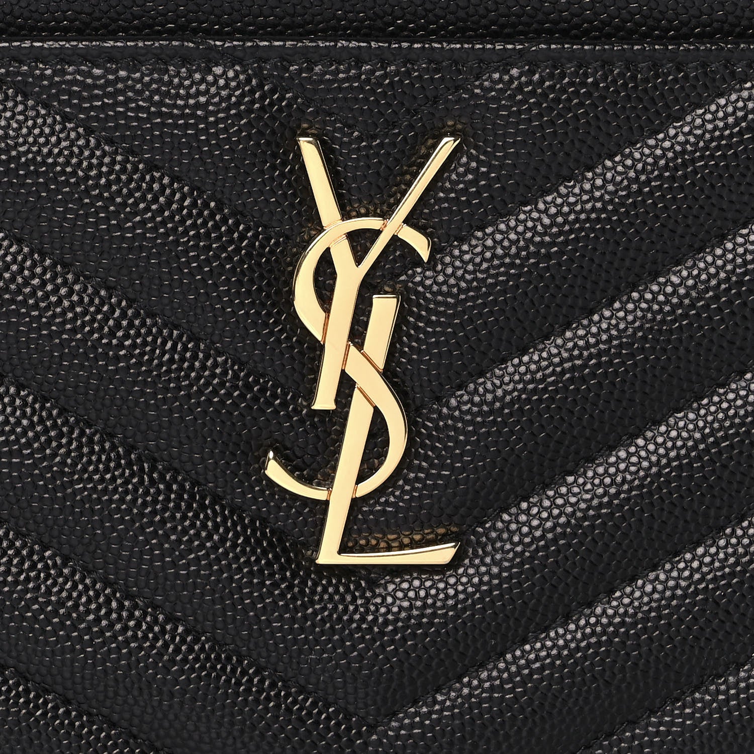 Saint Laurent Grain De Poudre Chevron Monogram Large Bill Pouch Black 8 of 9