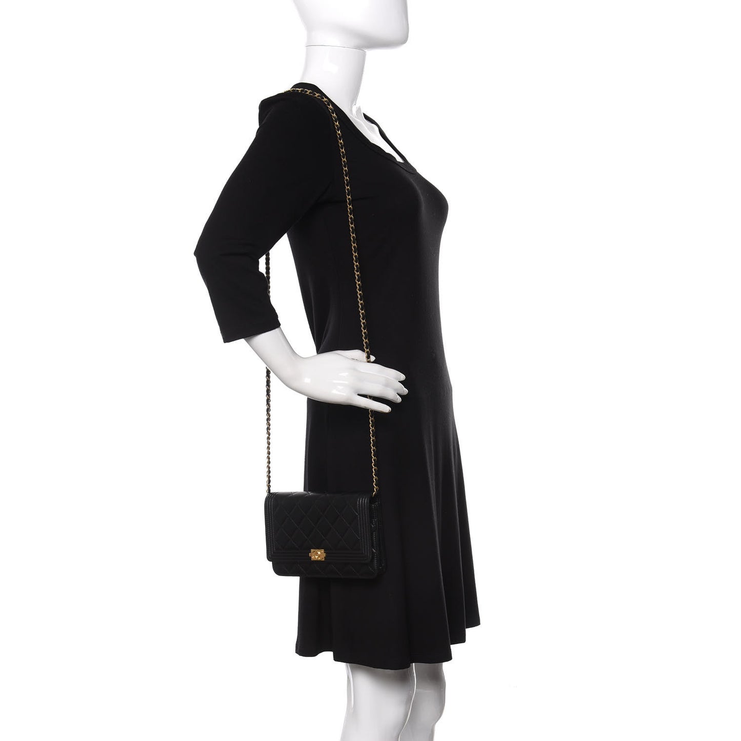 Lambskin Quilted Boy Wallet On Chain WOC Black