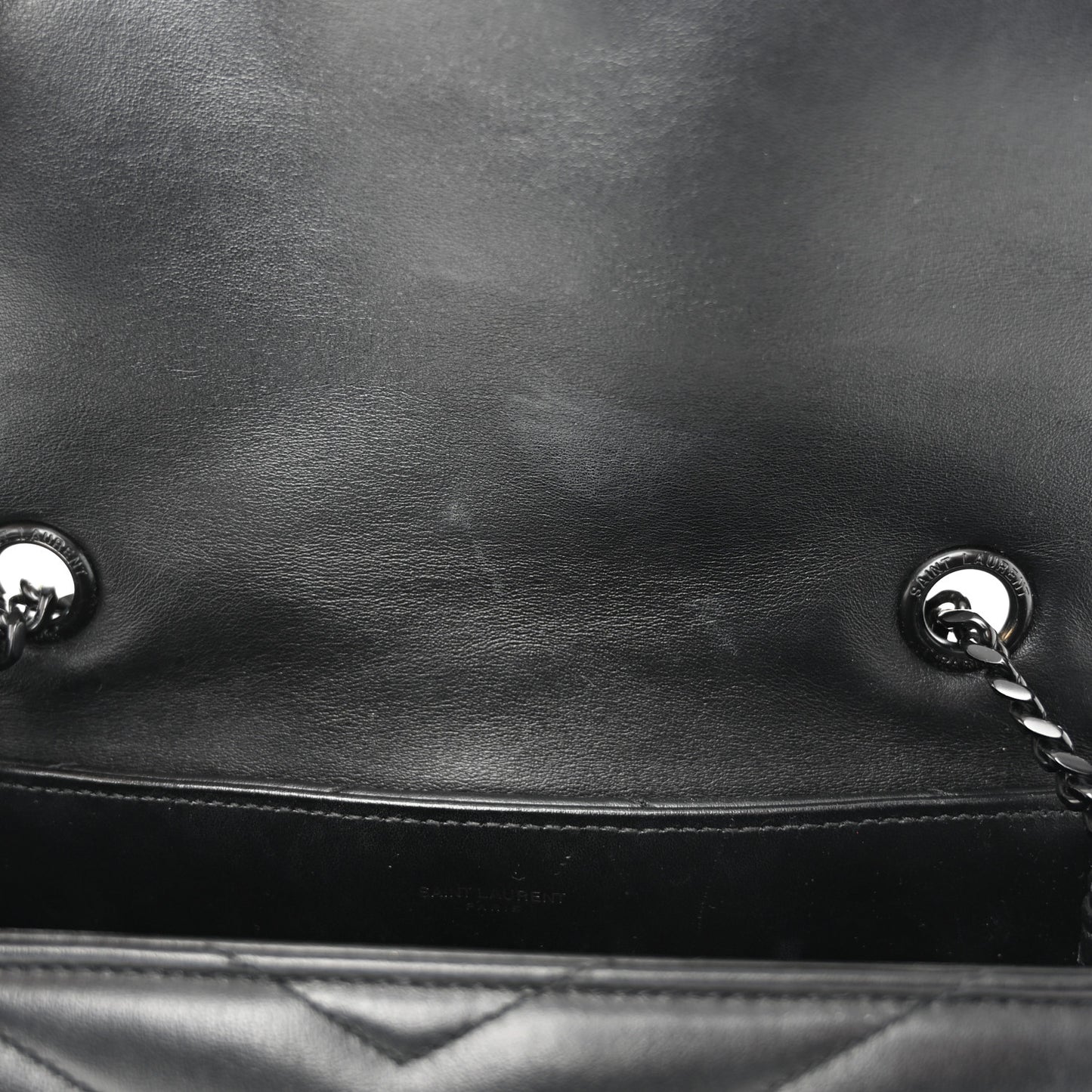 Calfskin Y Quilted Monogram Monochrome Medium Loulou Chain Satchel Black