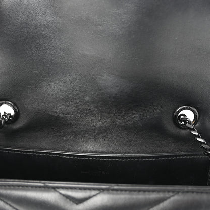 Saint Laurent Calfskin Y Quilted Monogram Monochrome Medium Loulou Chain Satchel Black 11 of 11