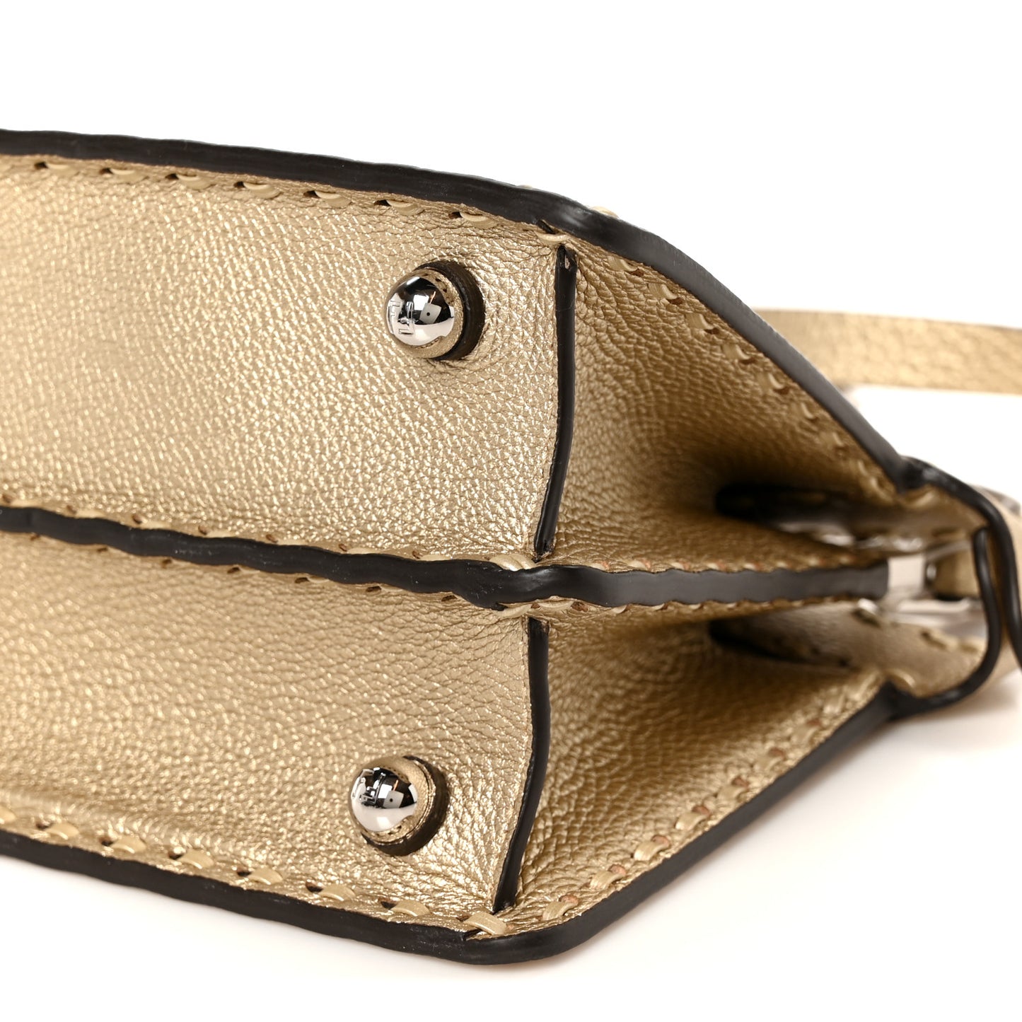 Metallic Cuoio Roma Sellerissima Nappa Sintetica Tape Stitch Petite Peekaboo I SEE U Iconic Satchel Platino