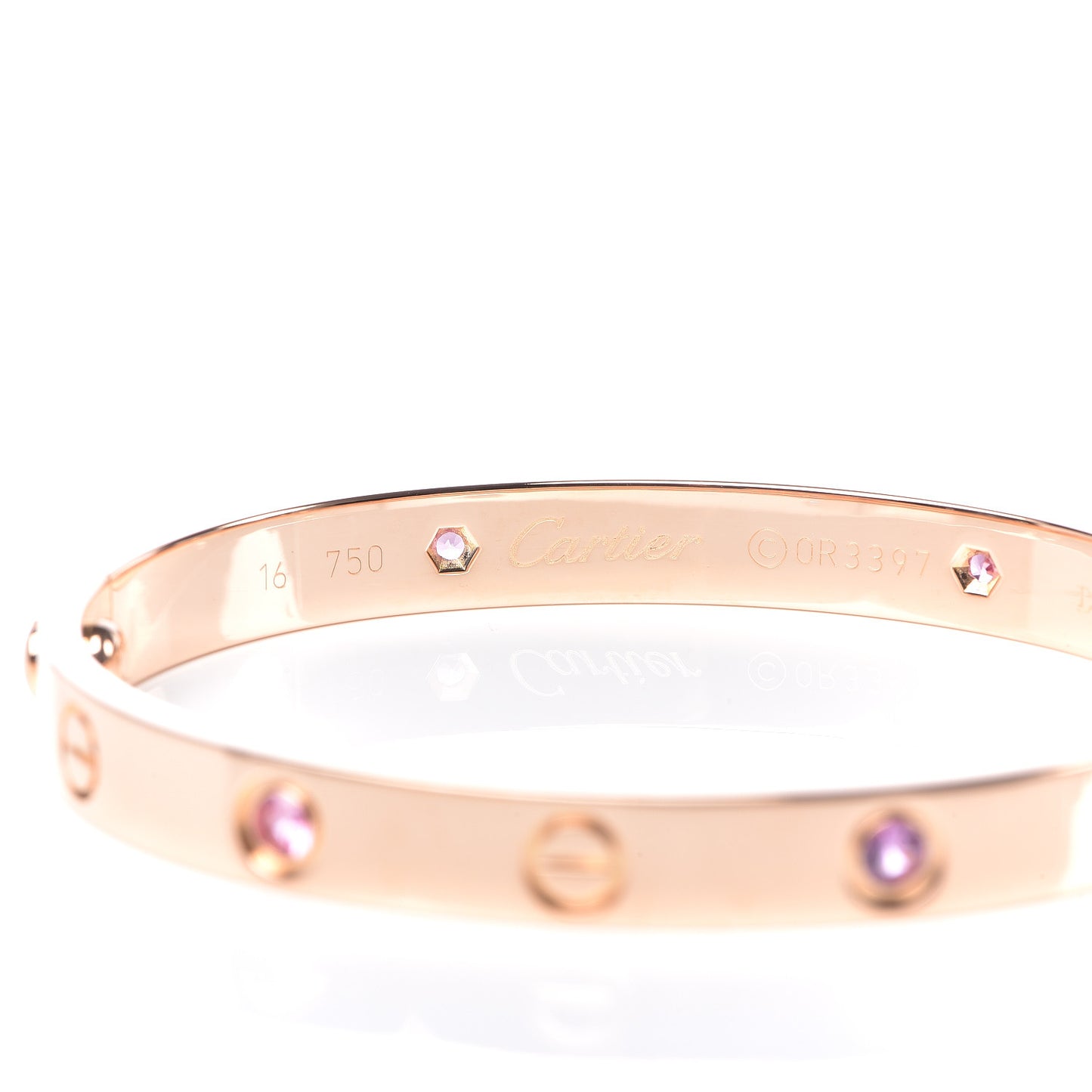 18K Pink Gold 4 Pink Sapphire LOVE Bracelet 16