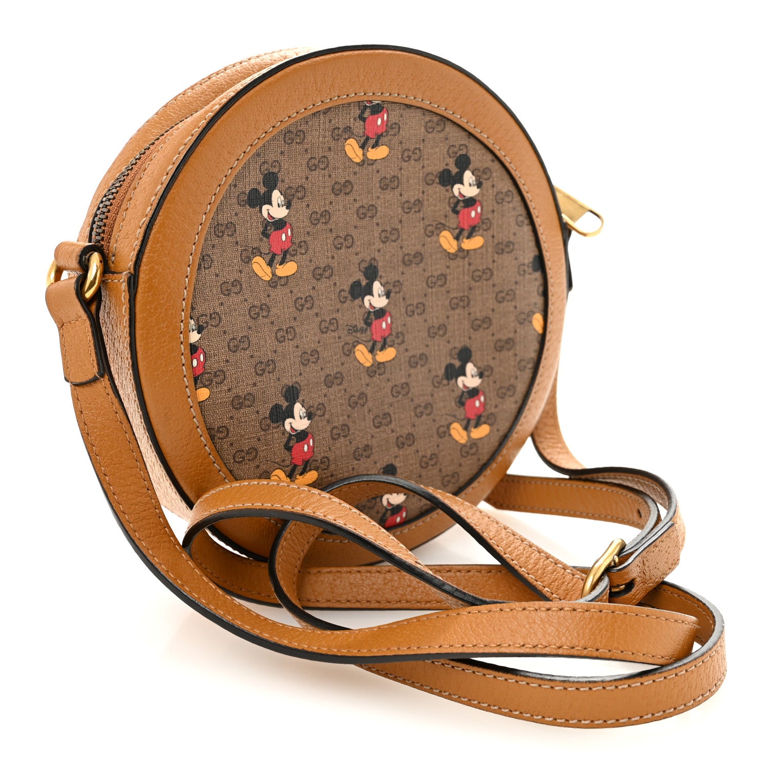 Gucci X DISNEY Mini Vintage GG Supreme Monogram Mickey Mouse Round Shoulder Bag Beige Vintage Sun Oil 3 of 10