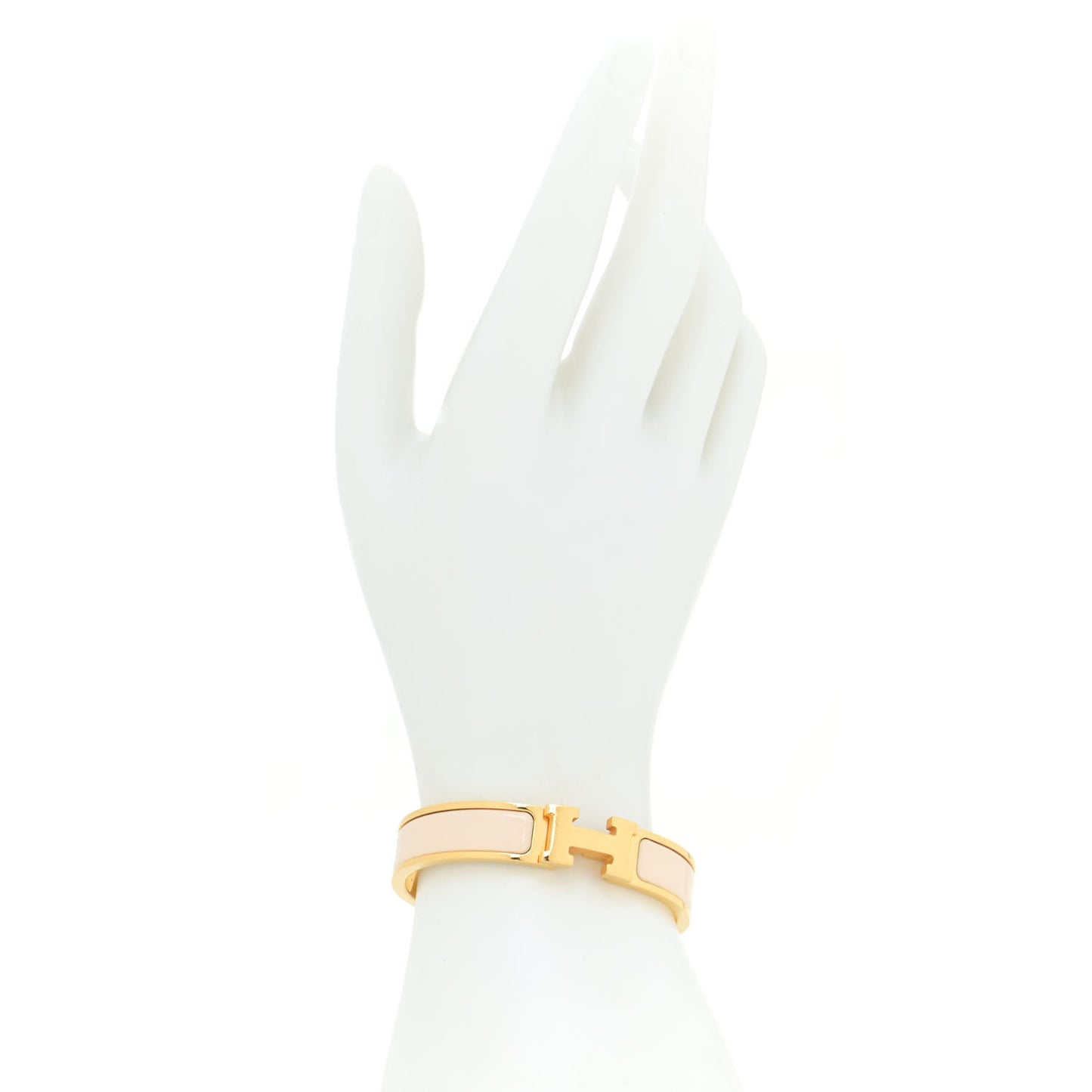 Enamel Narrow Clic Clac H Bracelet GM Beige Nacre