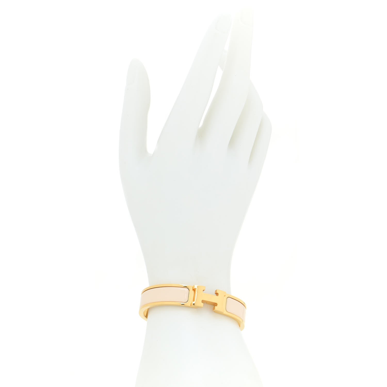 Hermes Enamel Narrow Clic Clac H Bracelet GM Beige Nacre 2 of 6