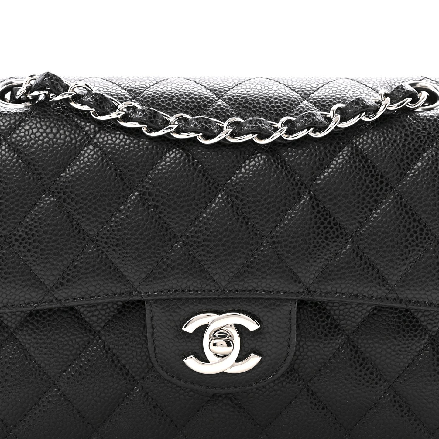 Caviar Quilted Small Double Flap Black