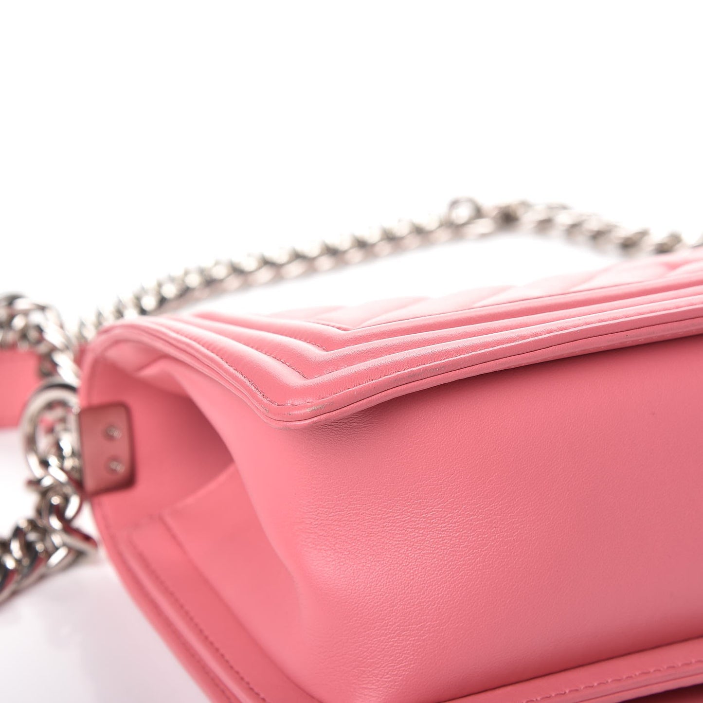 Calfskin Chevron Quilted Medium Boy Flap Pink