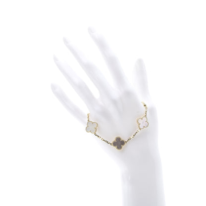 Van Cleef & Arpels 18K Yellow Gold Mother of Pearl 5 Motifs Vintage Alhambra Bracelet 2 of 7