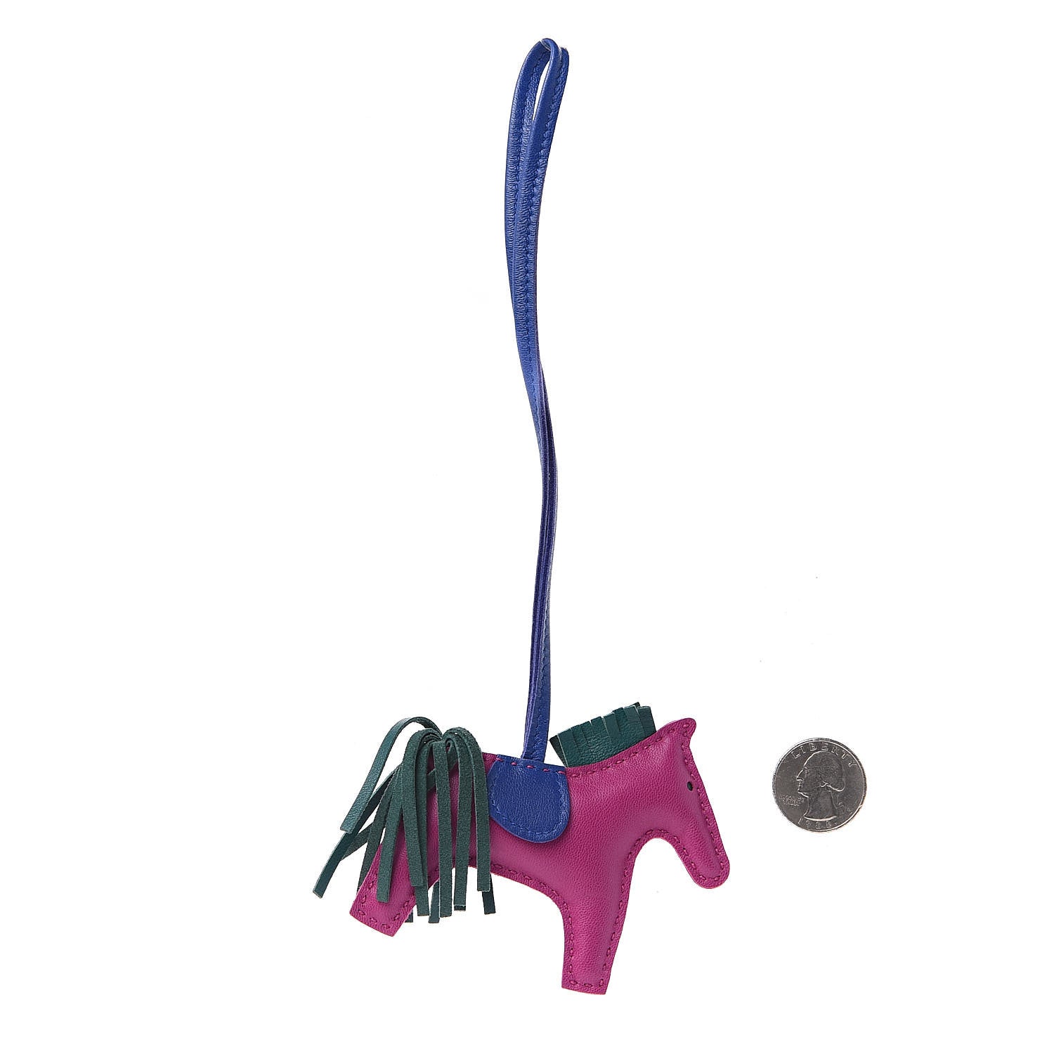 Hermes Milo Lambskin Grigri Rodeo Horse Bag Charm PM Rose Pourpre Bleu Electrique Malachite 2 of 5