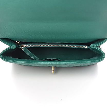 Chanel Caviar Quilted Small Coco Handle Flap Green 5 of 10