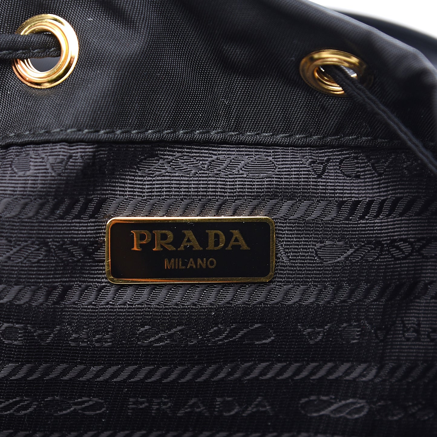 Saffiano Tessuto Nylon Mini Bucket Crossbody Bag Black