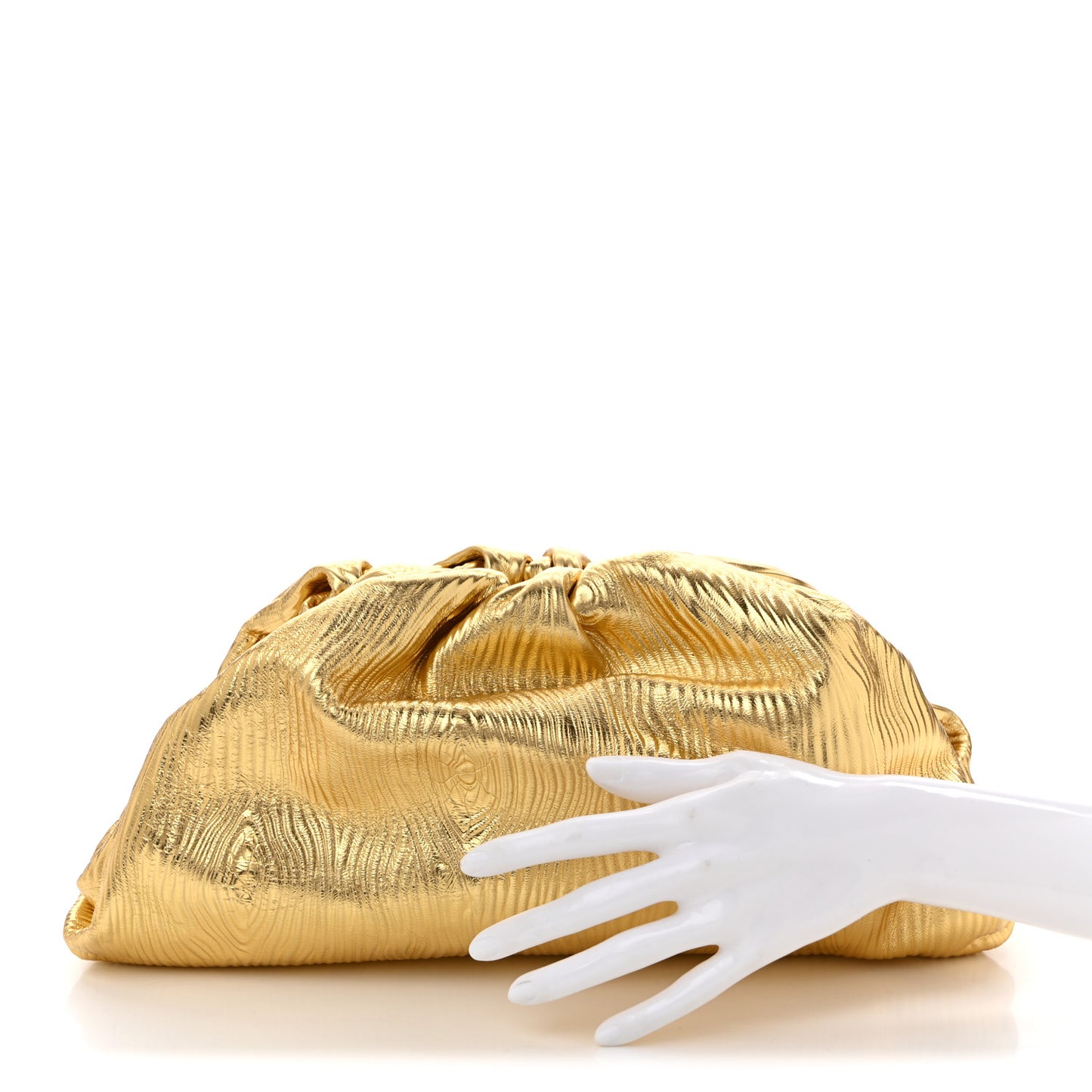 Metallic Bark Calfskin Embossed The Pouch Oversized Clutch Oro