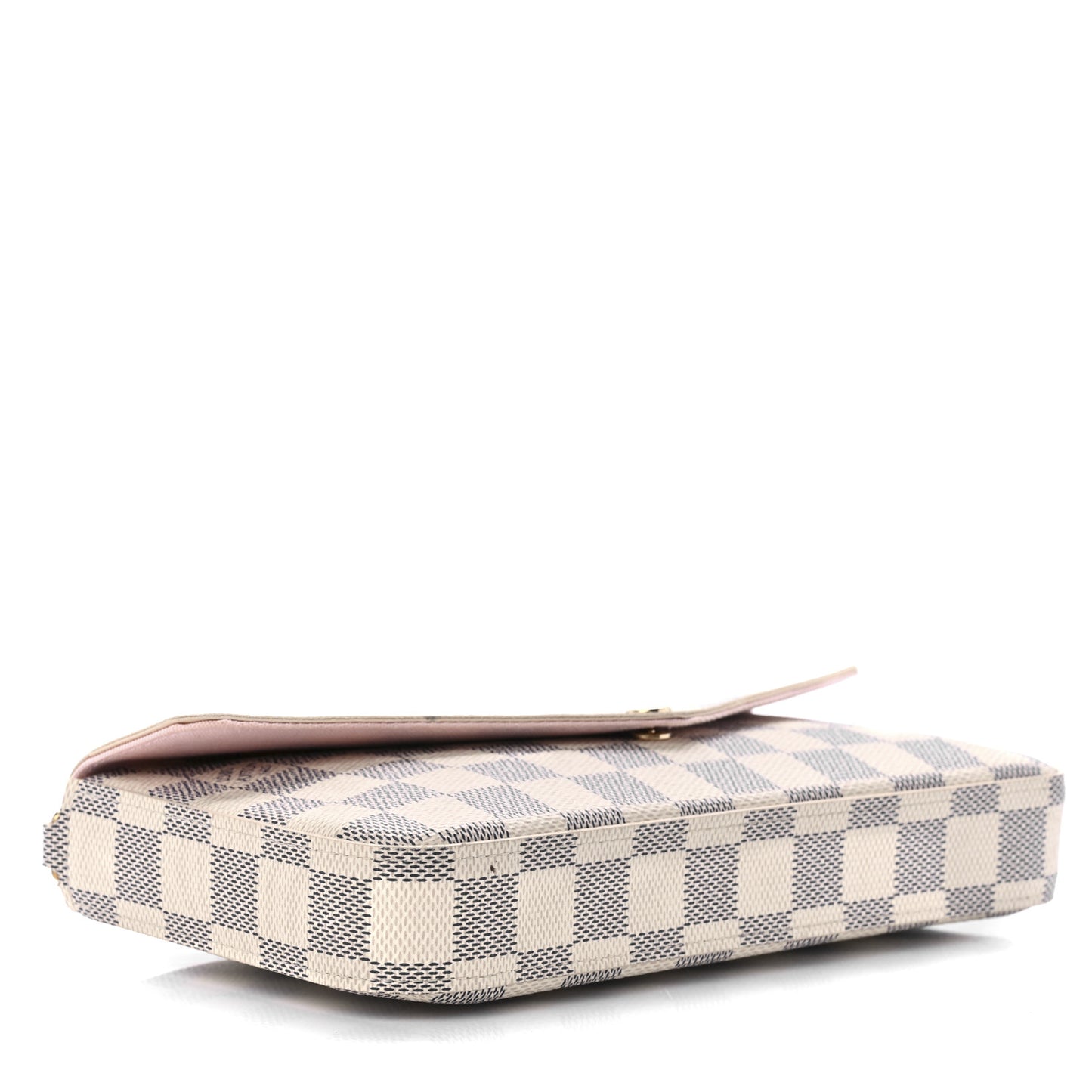 Damier Azur Pochette Felicie Chain Wallet Rose Ballerine