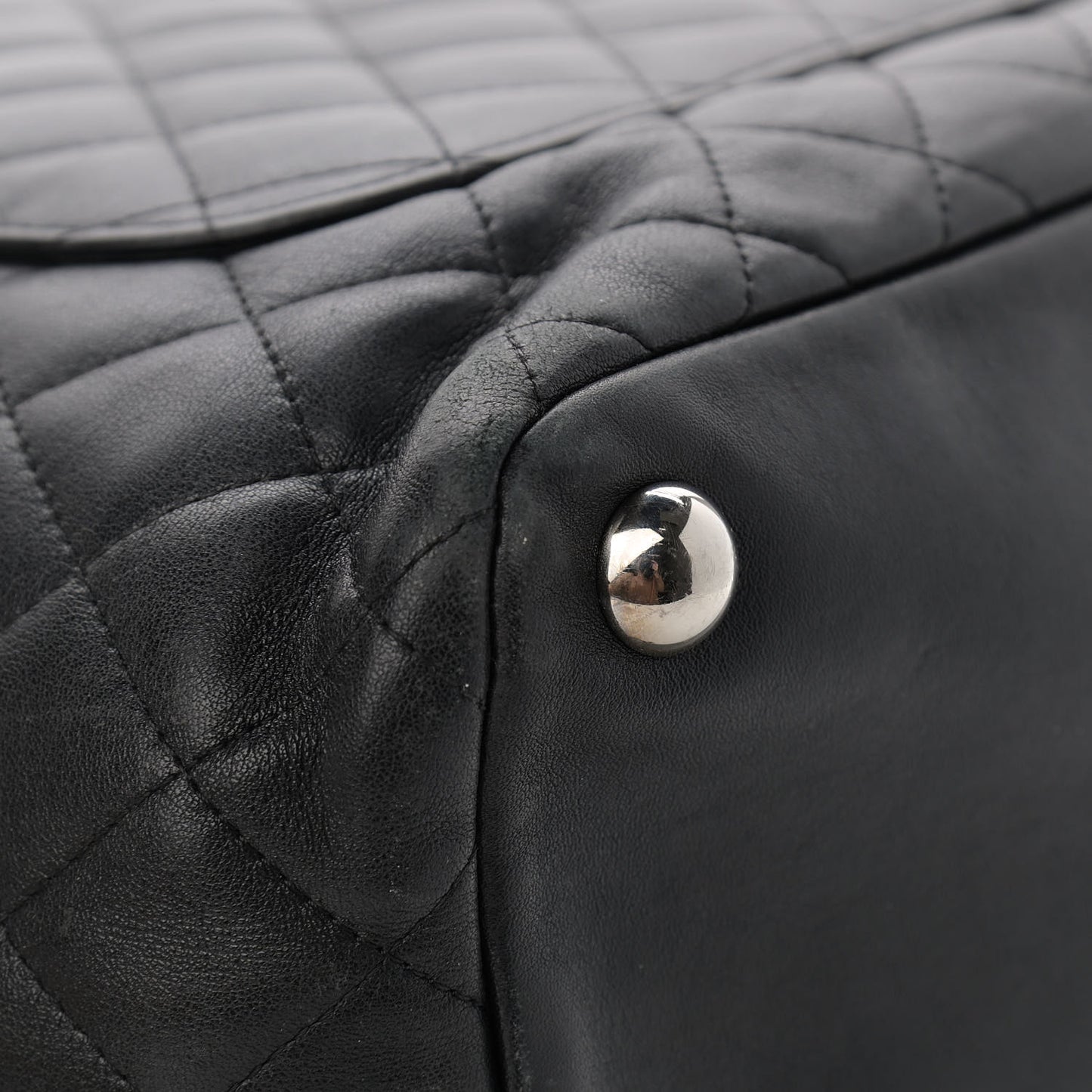 Calfskin Quilted Large Cambon Tote Black